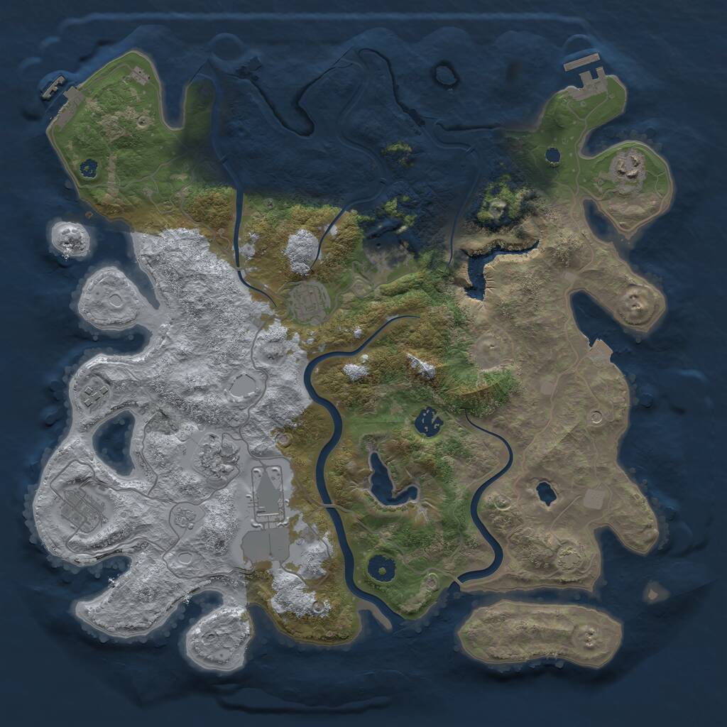 Rust Map: Procedural Map, Size: 4000, Seed: 677775, 14 Monuments