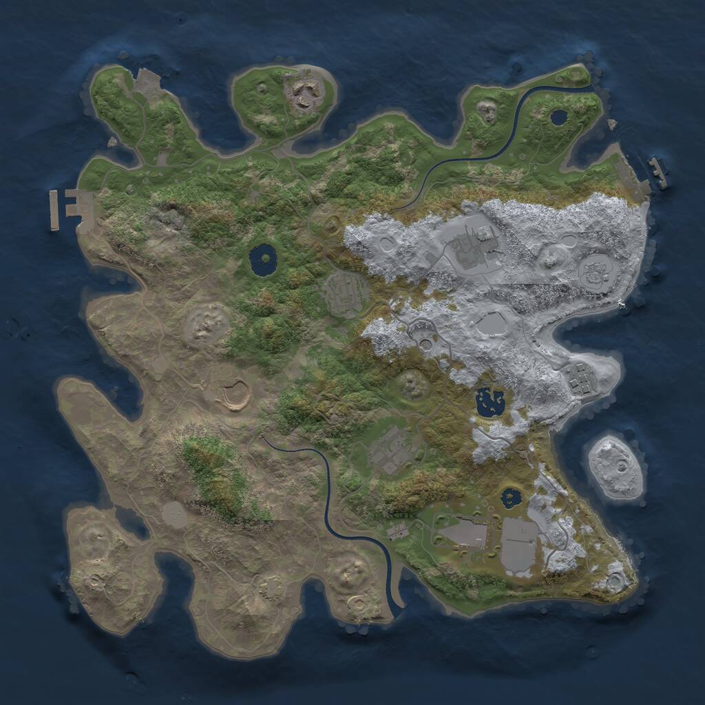Rust Map: Procedural Map, Size: 3500, Seed: 46546546, 14 Monuments