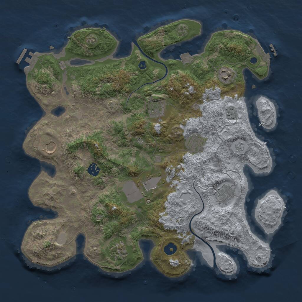 Rust Map: Procedural Map, Size: 3700, Seed: 2017546208, 15 Monuments