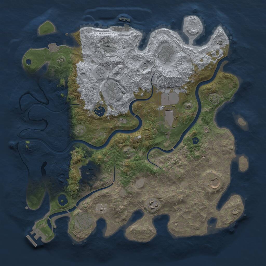 Rust Map: Procedural Map, Size: 3850, Seed: 774299552, 15 Monuments