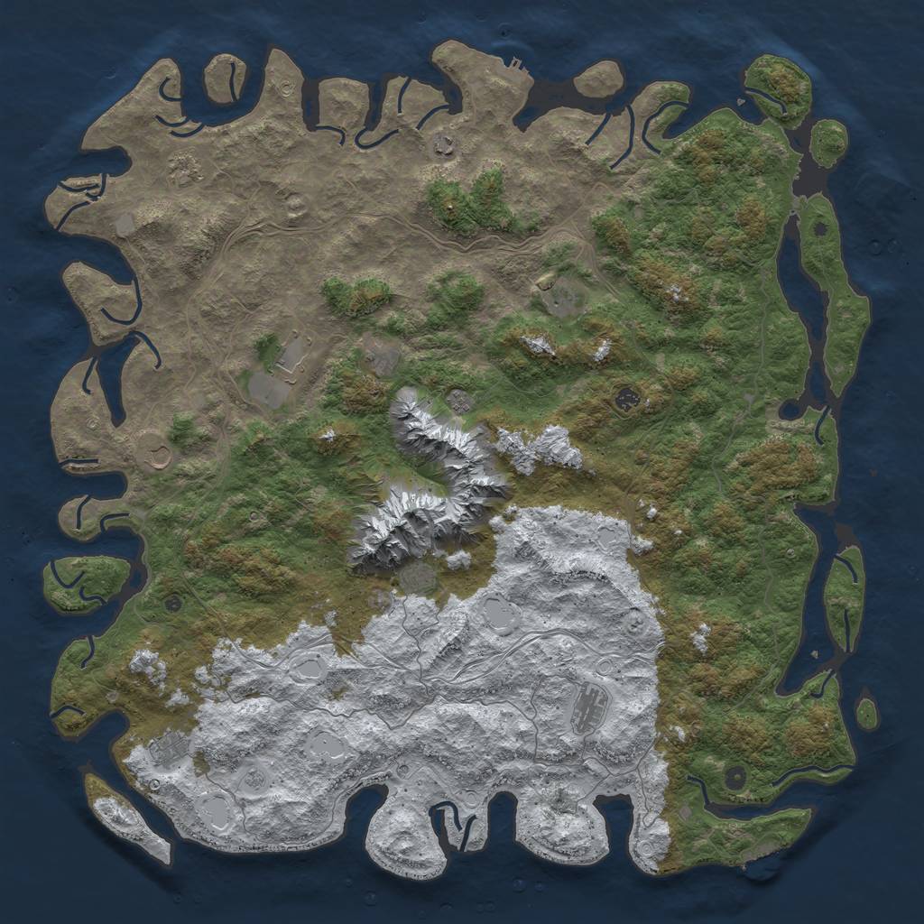 Rust Map: Procedural Map, Size: 6000, Seed: 381741364, 20 Monuments