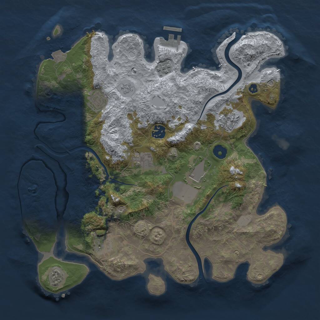 Rust Map: Procedural Map, Size: 3500, Seed: 88491342, 12 Monuments