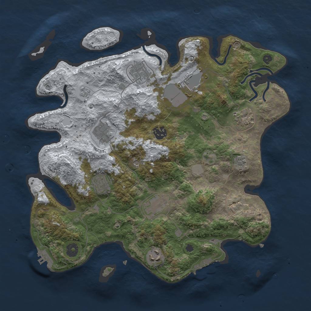 Rust Map: Procedural Map, Size: 3500, Seed: 10777, 18 Monuments
