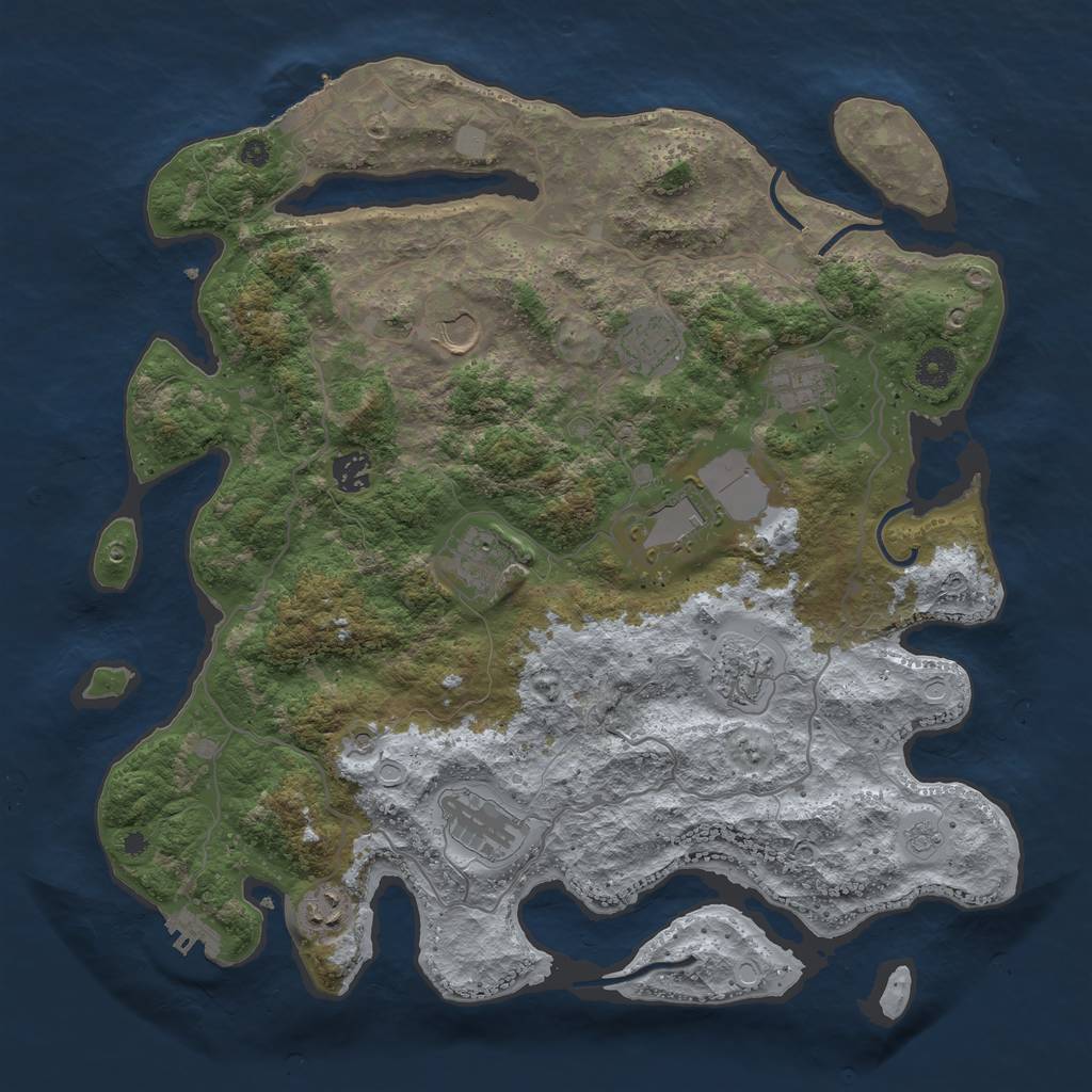 Rust Map: Procedural Map, Size: 4000, Seed: 670673, 18 Monuments