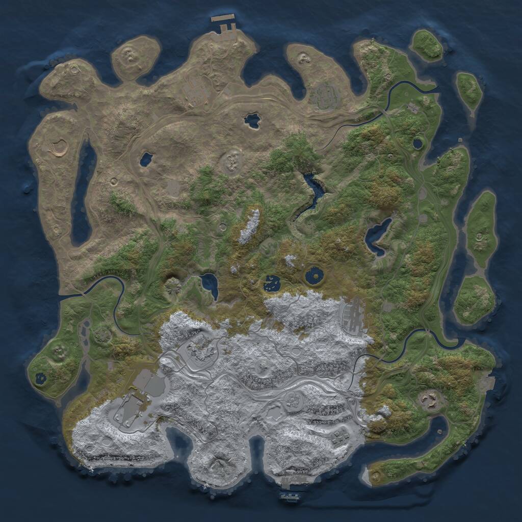 Rust Map: Procedural Map, Size: 4500, Seed: 121569, 15 Monuments