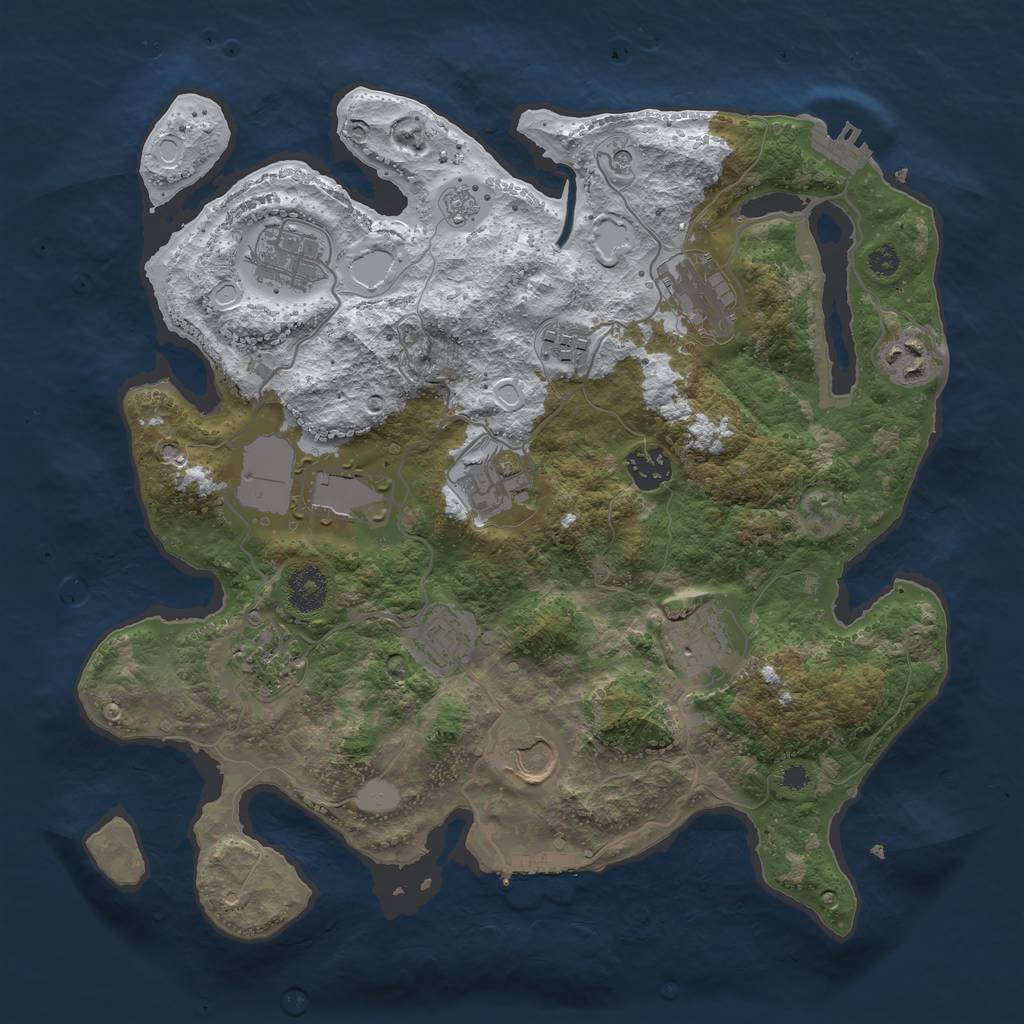Rust Map: Procedural Map, Size: 3500, Seed: 335937574, 20 Monuments