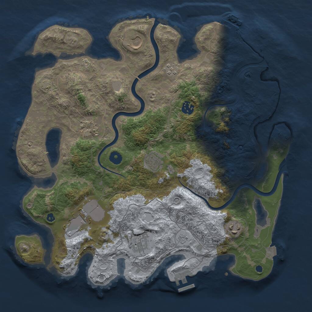 Rust Map: Procedural Map, Size: 3700, Seed: 429496722, 14 Monuments