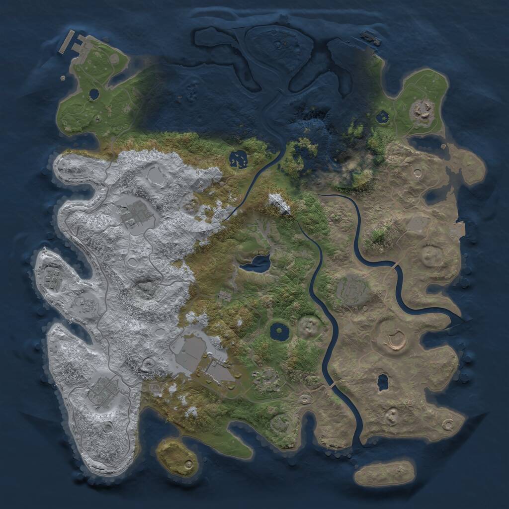 Rust Map: Procedural Map, Size: 4000, Seed: 543067, 15 Monuments