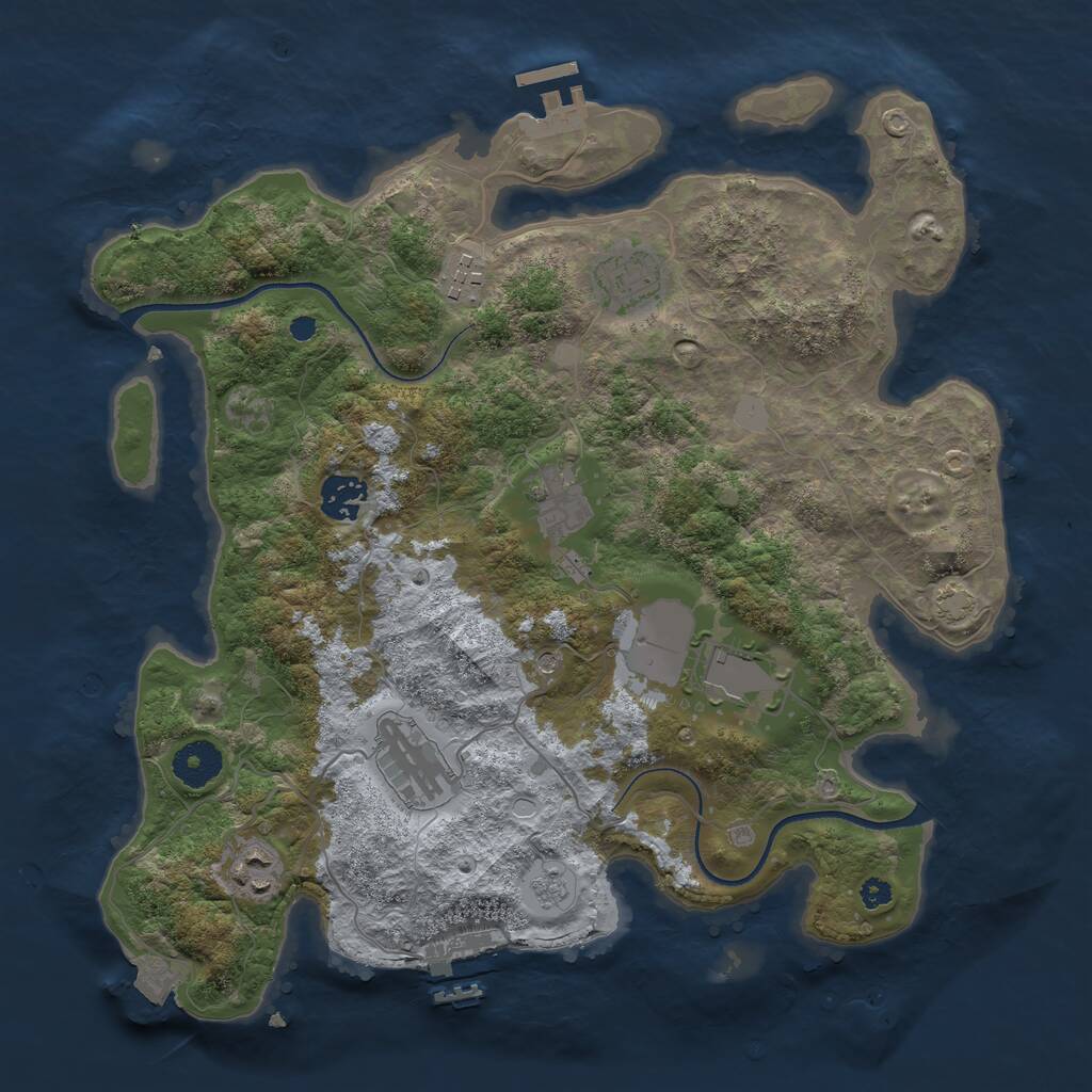 Rust Map: Procedural Map, Size: 3500, Seed: 1304, 13 Monuments