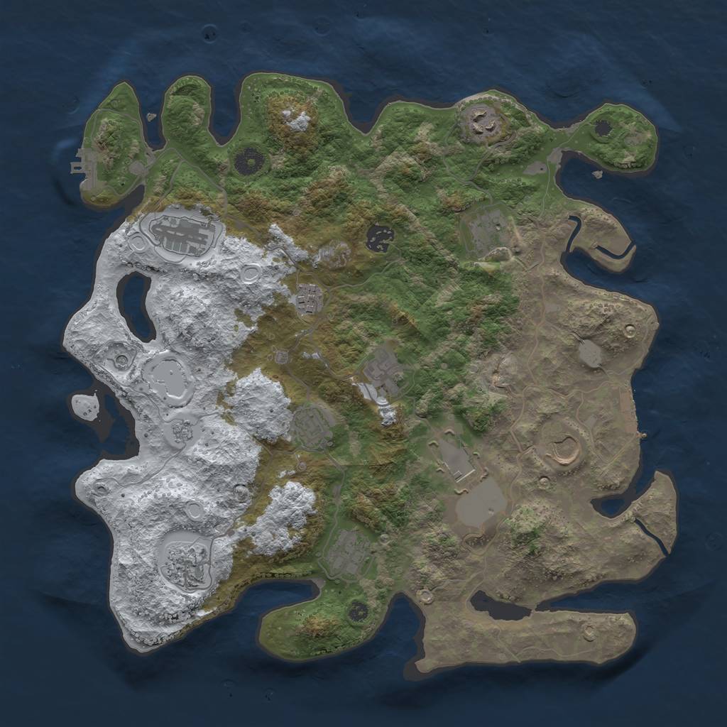 Rust Map: Procedural Map, Size: 3850, Seed: 1993731217, 20 Monuments