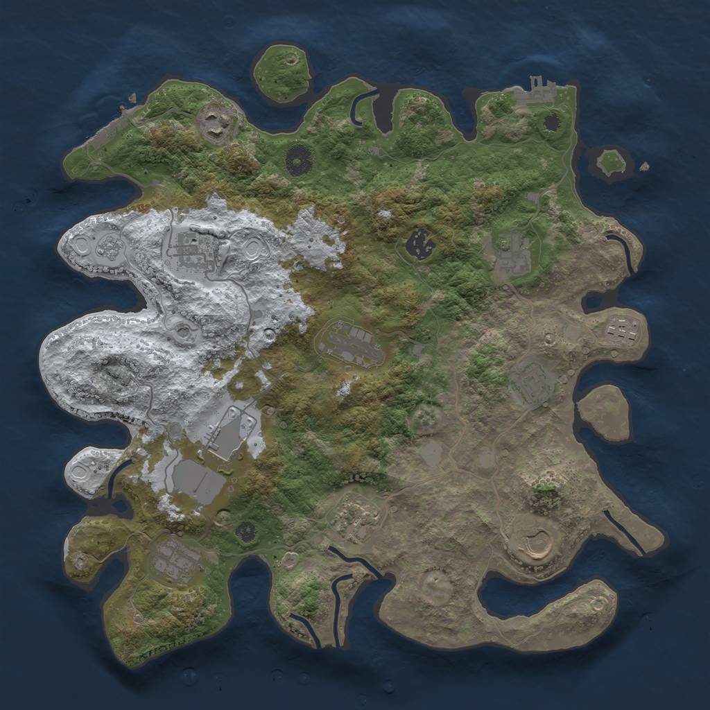 Rust Map: Procedural Map, Size: 3700, Seed: 587364483, 20 Monuments