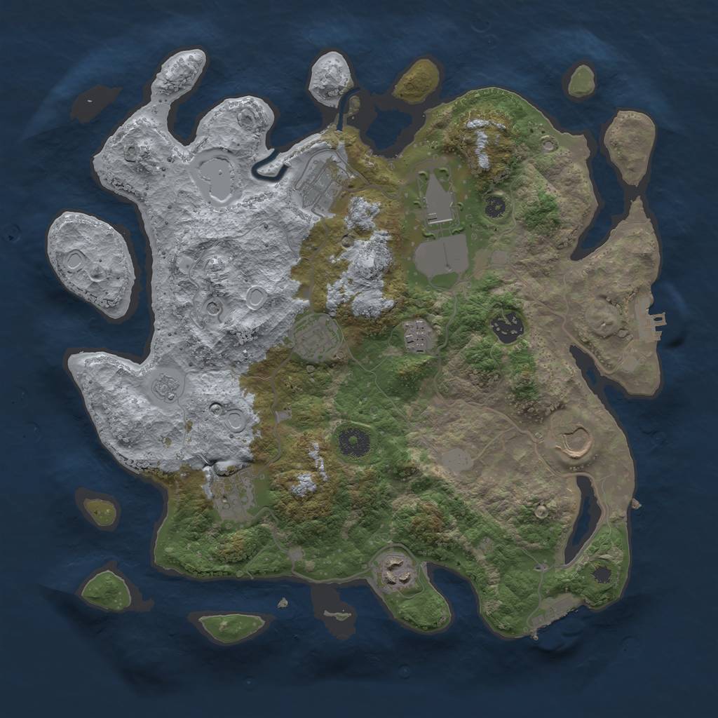 Rust Map: Procedural Map, Size: 3500, Seed: 2035172242, 17 Monuments
