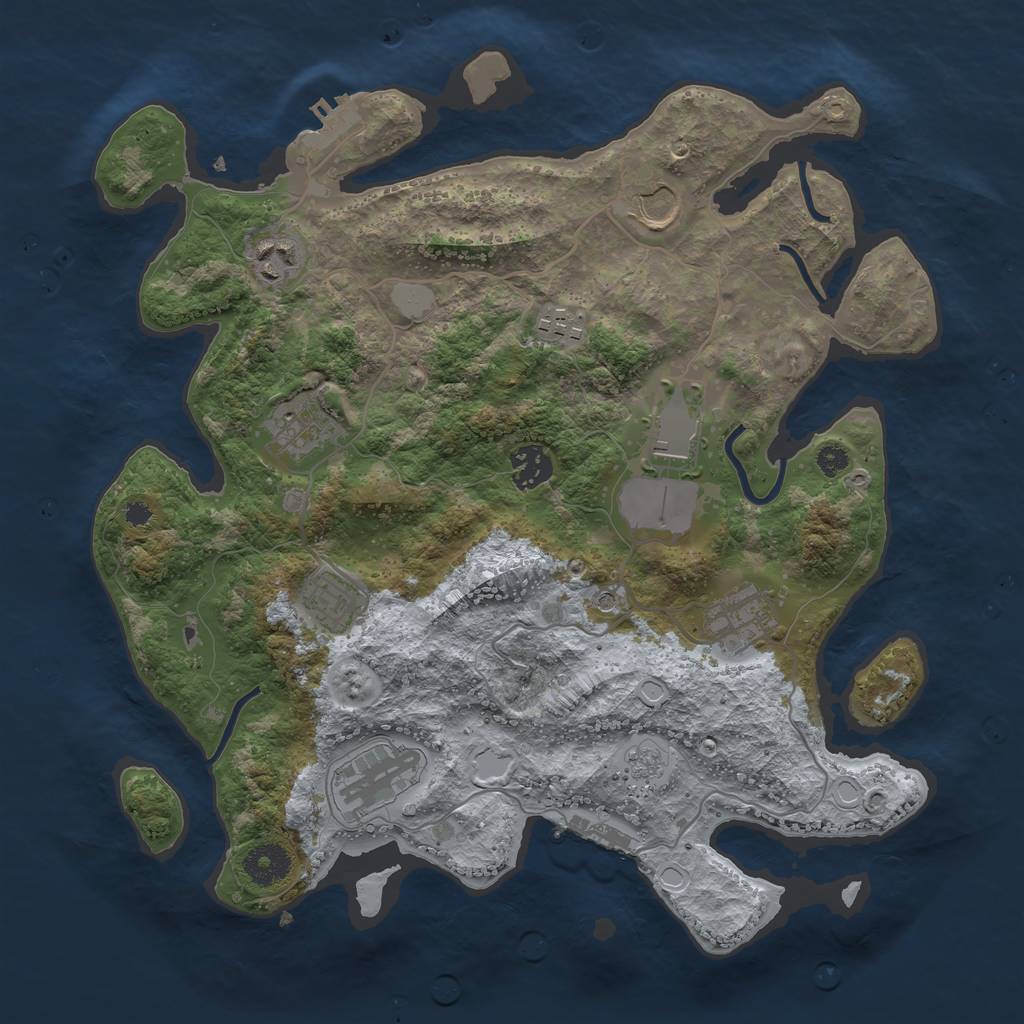 Rust Map: Procedural Map, Size: 3500, Seed: 311489229, 18 Monuments
