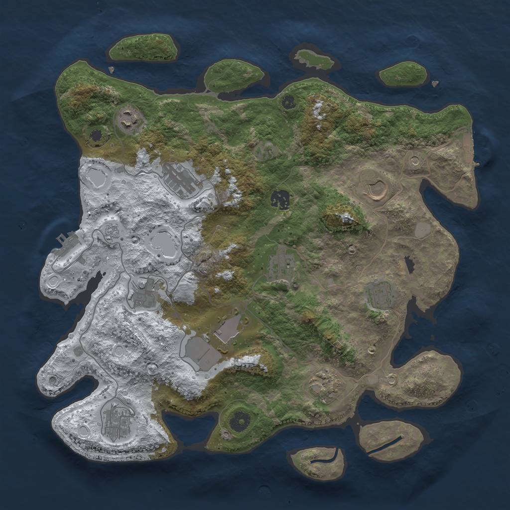Rust Map: Procedural Map, Size: 3800, Seed: 666666666, 19 Monuments