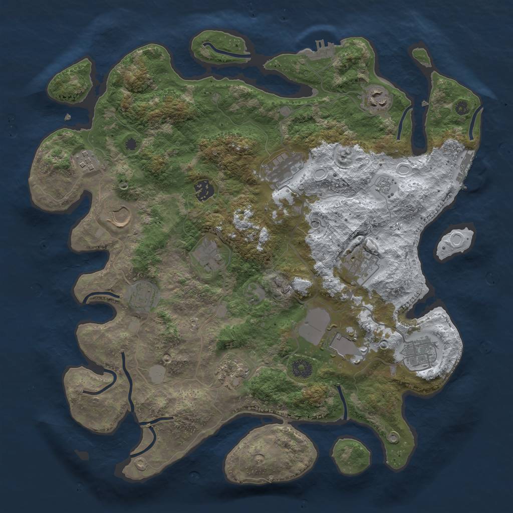 Rust Map: Procedural Map, Size: 3800, Seed: 342467189, 20 Monuments