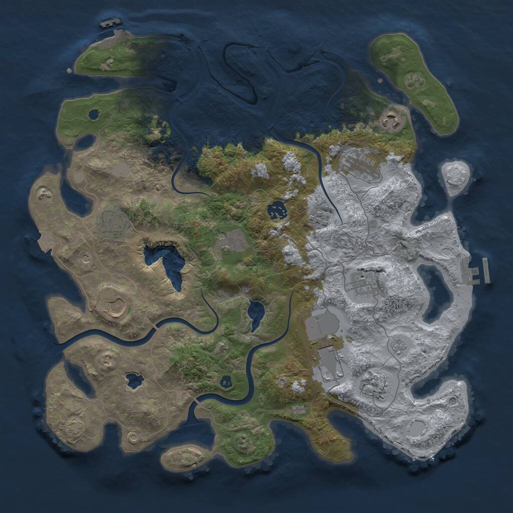 Rust Map: Procedural Map, Size: 4000, Seed: 666269159, 16 Monuments