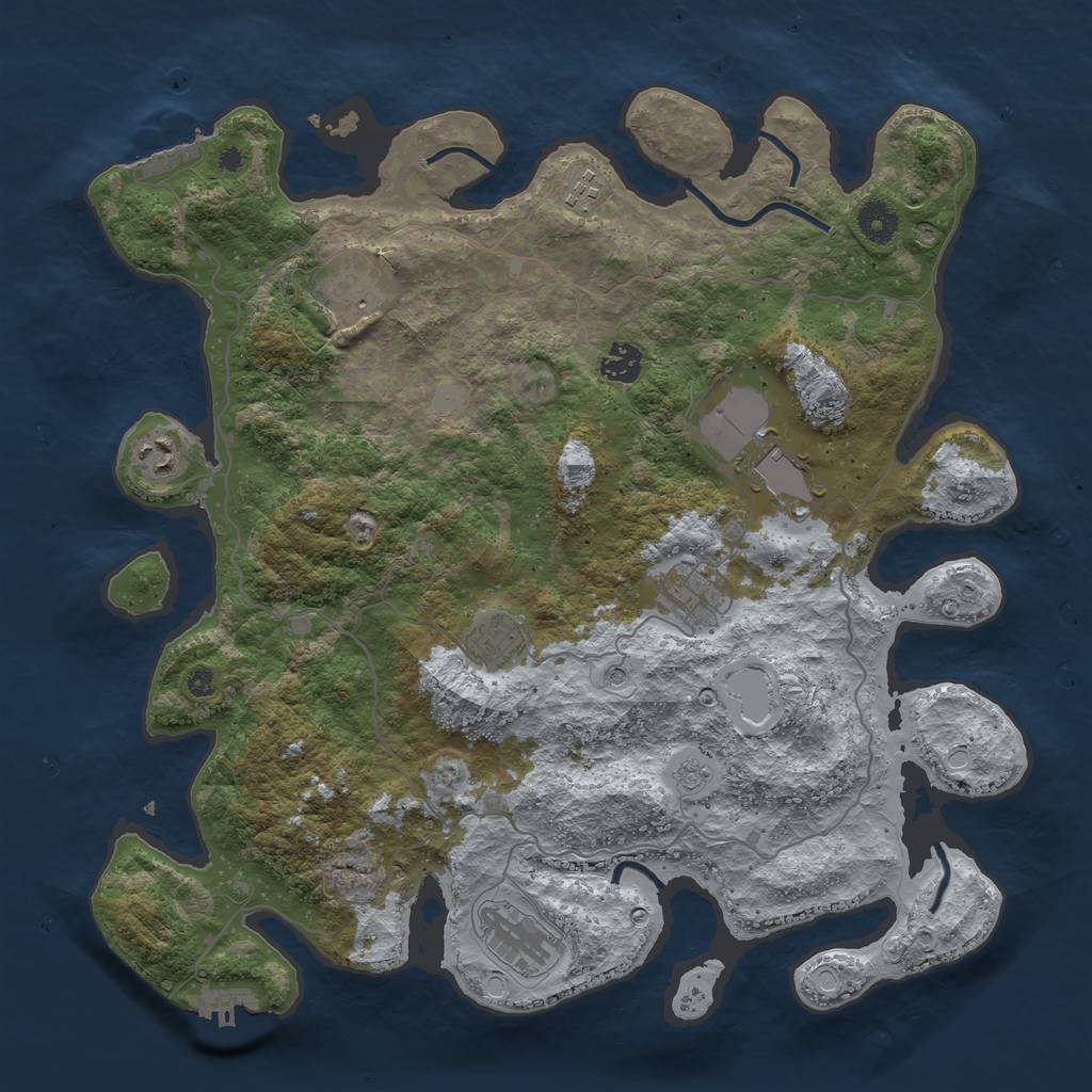 Rust Map: Procedural Map, Size: 4000, Seed: 798264, 17 Monuments