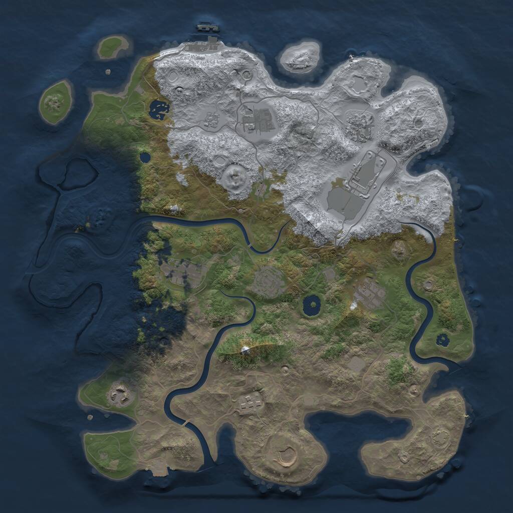 Rust Map: Procedural Map, Size: 3850, Seed: 1096454297, 15 Monuments