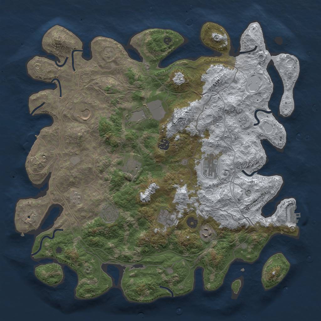 Rust Map: Procedural Map, Size: 4250, Seed: 1174475042, 18 Monuments