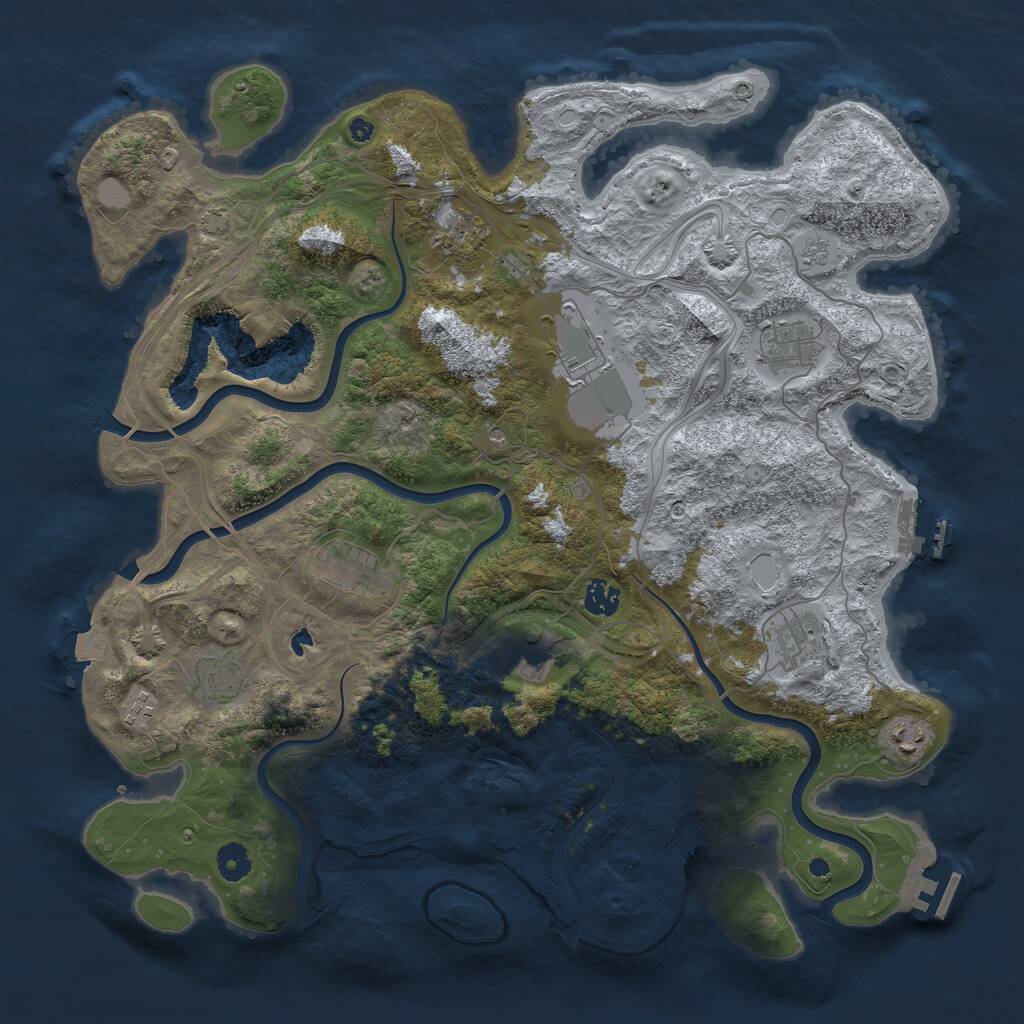 Rust Map: Procedural Map, Size: 4250, Seed: 554970455, 16 Monuments