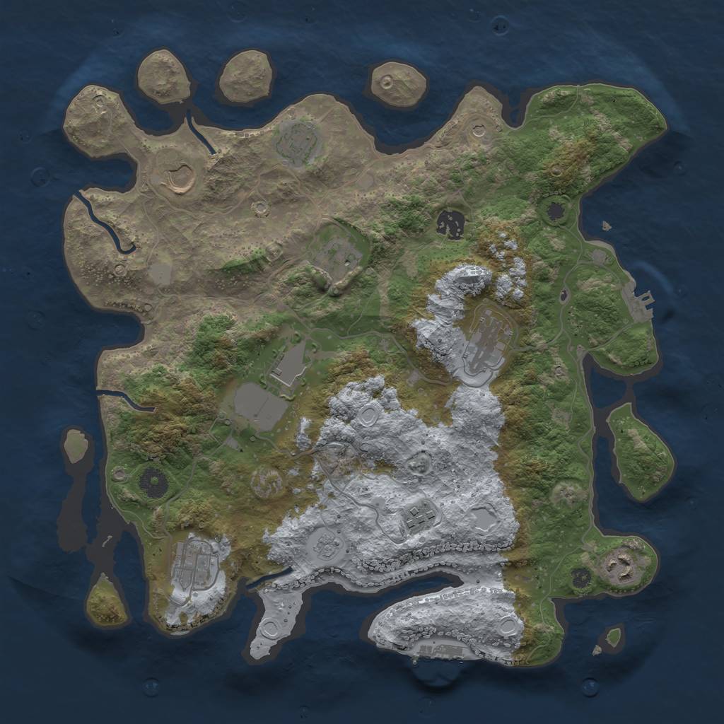 Rust Map: Procedural Map, Size: 3700, Seed: 106223550, 18 Monuments