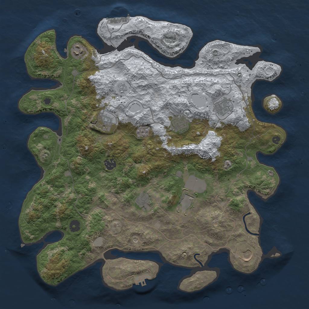 Rust Map: Procedural Map, Size: 4000, Seed: 1462497536, 18 Monuments