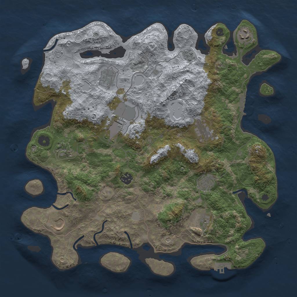 Rust Map: Procedural Map, Size: 3850, Seed: 803129638, 19 Monuments