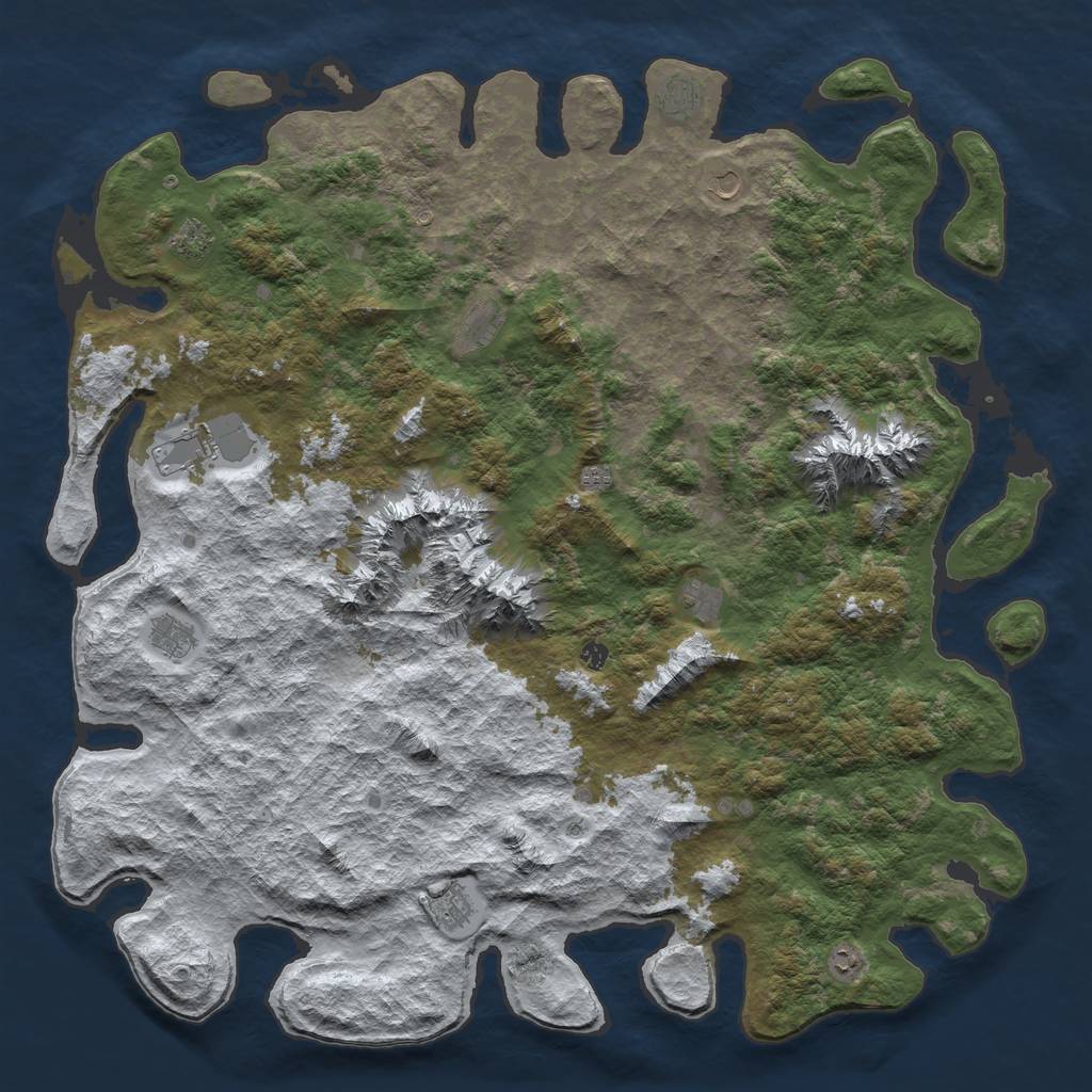 Rust Map: Barren, Size: 6000, Seed: 6000, 14 Monuments