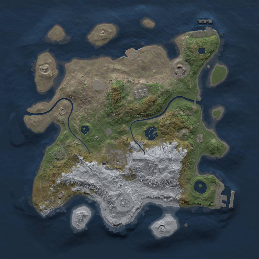 Rust Map: Procedural Map, Size: 3000, Seed: 1356815321, 10 Monuments