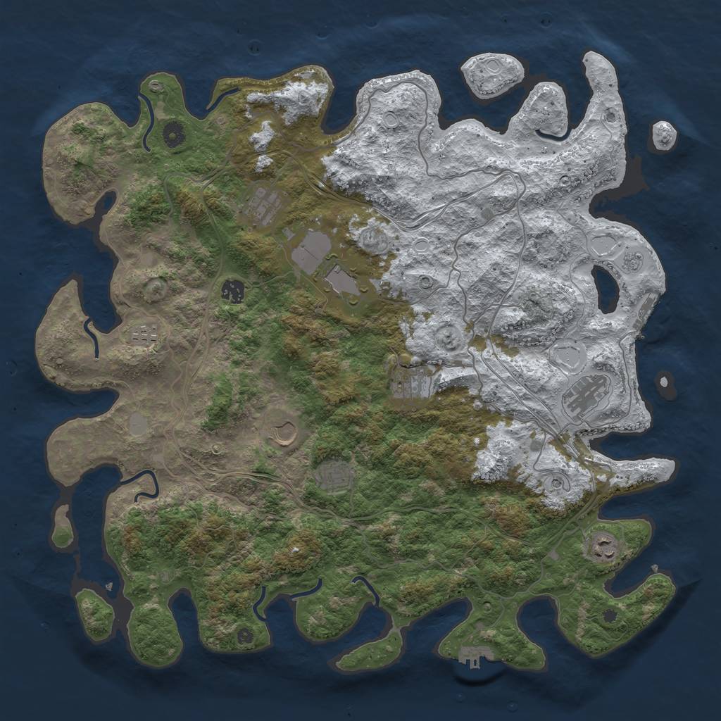 Rust Map: Procedural Map, Size: 4500, Seed: 196, 18 Monuments