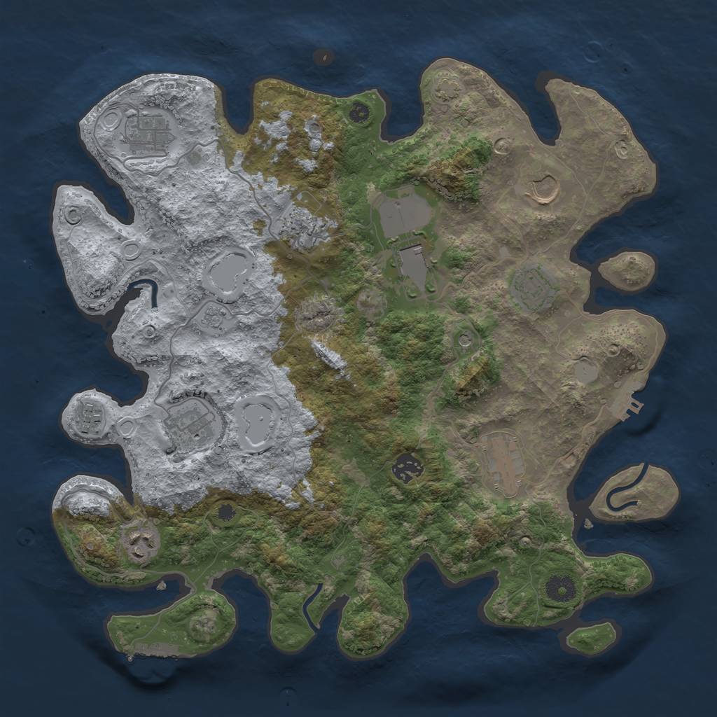 Rust Map: Procedural Map, Size: 3700, Seed: 1607763808, 18 Monuments