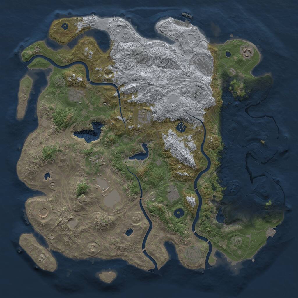 Rust Map: Procedural Map, Size: 4500, Seed: 1067924910, 17 Monuments