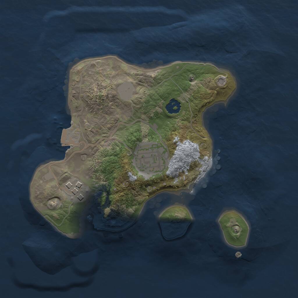 Rust Map: Procedural Map, Size: 2000, Seed: 1291487621, 3 Monuments