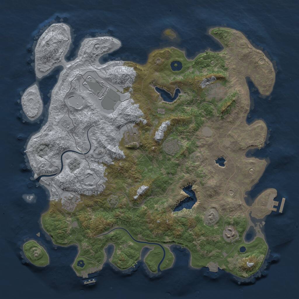 Rust Map: Procedural Map, Size: 4000, Seed: 854559, 13 Monuments