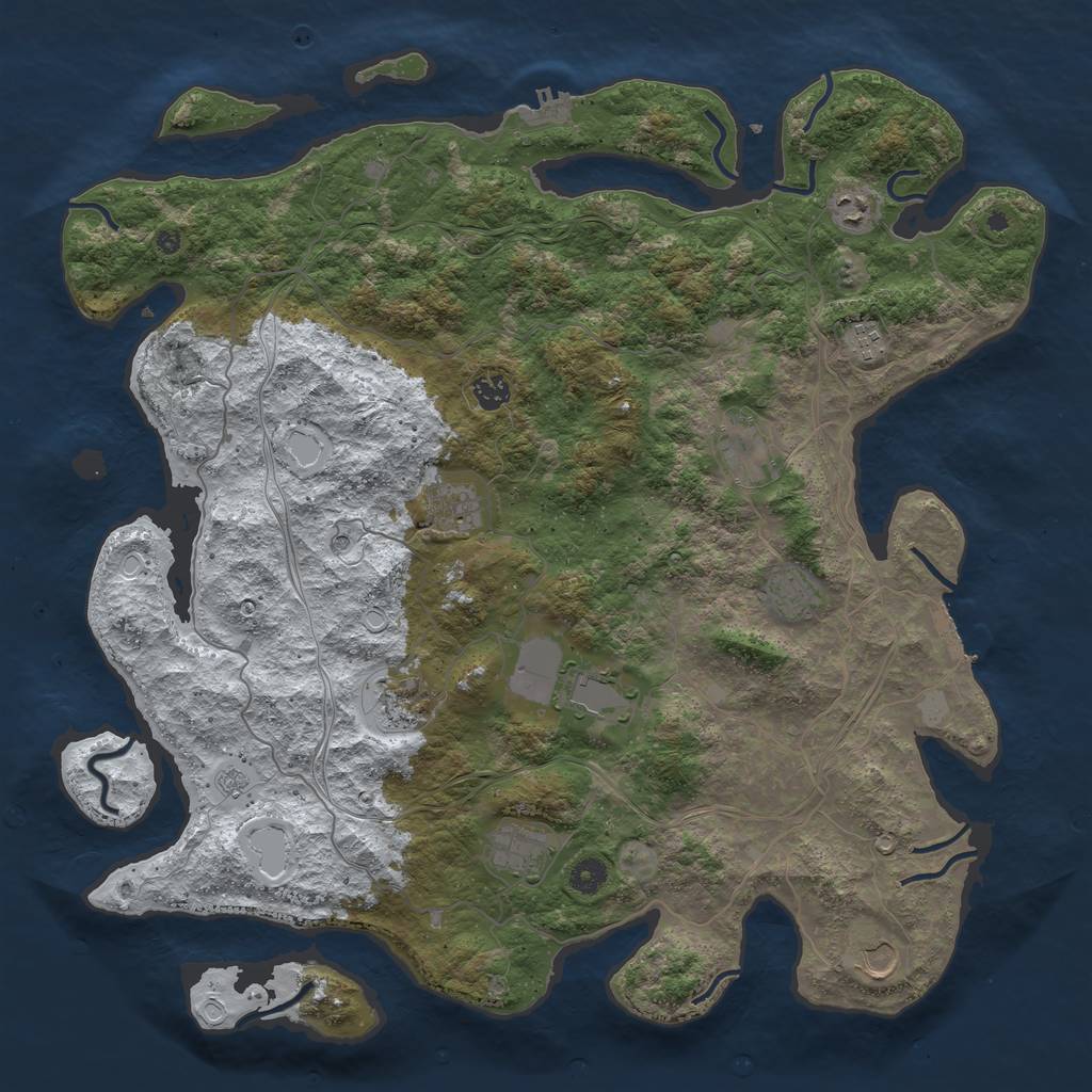 Rust Map: Procedural Map, Size: 4500, Seed: 245869, 19 Monuments