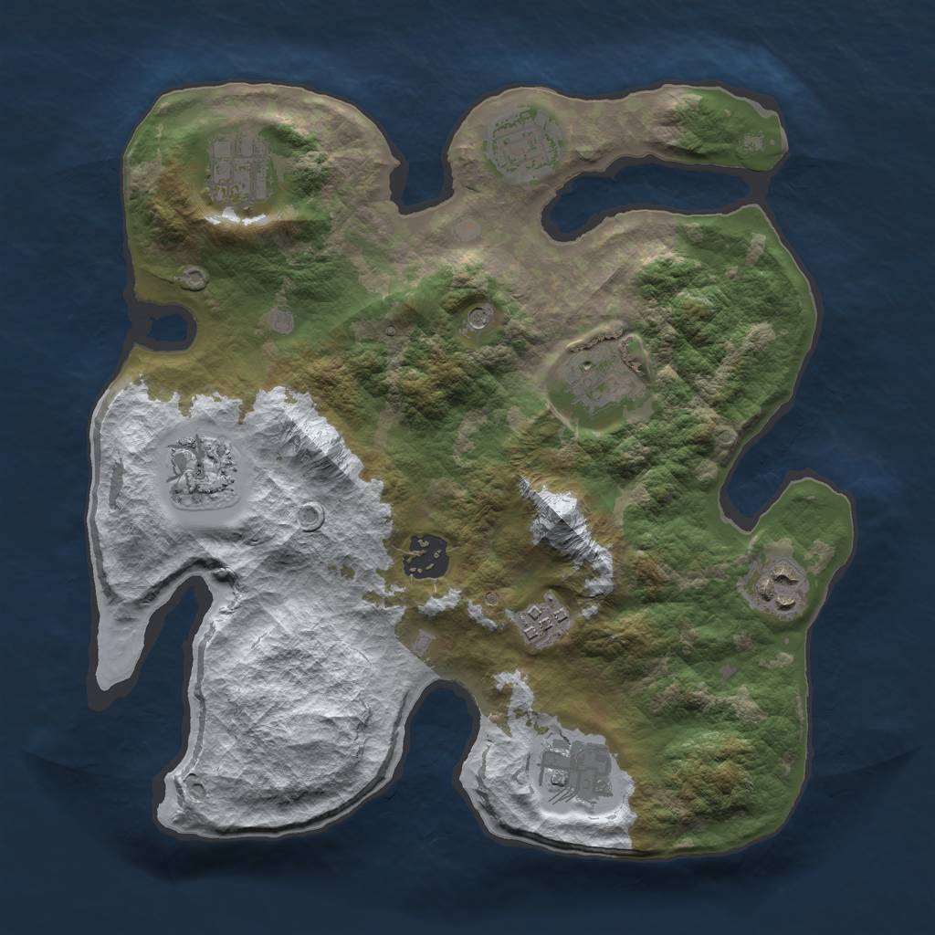 Rust Map: Barren, Size: 3000, Seed: 6000, 11 Monuments