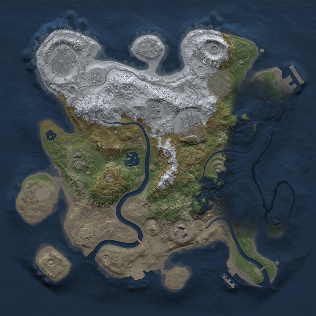 Rust Map: Procedural Map, Size: 3069, Seed: 25645, 13 Monuments