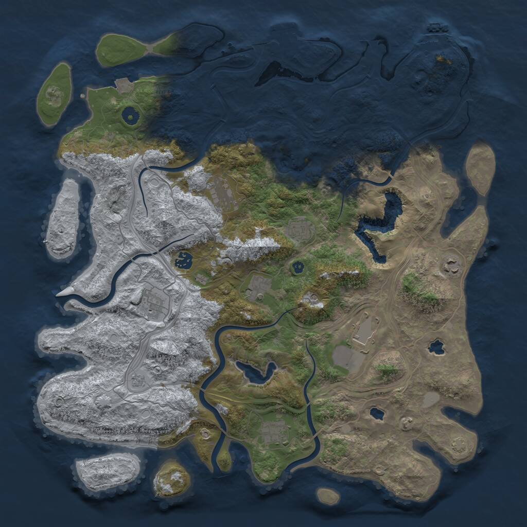 Rust Map: Procedural Map, Size: 4500, Seed: 16543, 14 Monuments