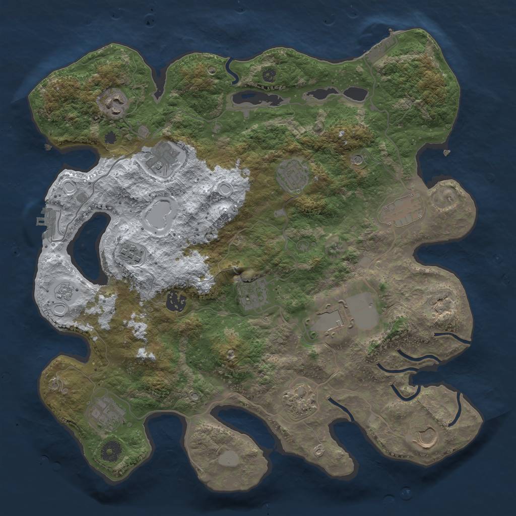 Rust Map: Procedural Map, Size: 3700, Seed: 1408111162, 20 Monuments