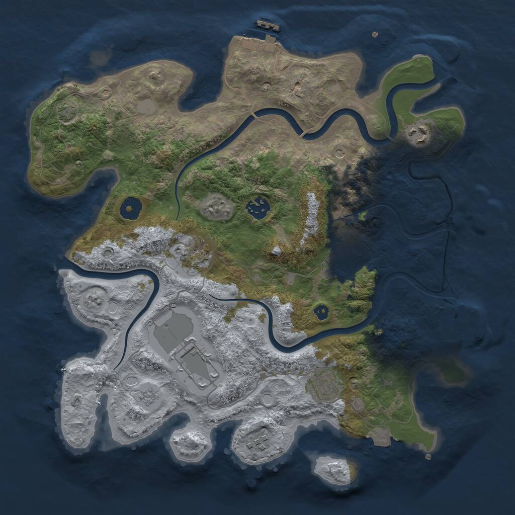 Rust Map: Procedural Map, Size: 3500, Seed: 1084479455, 13 Monuments
