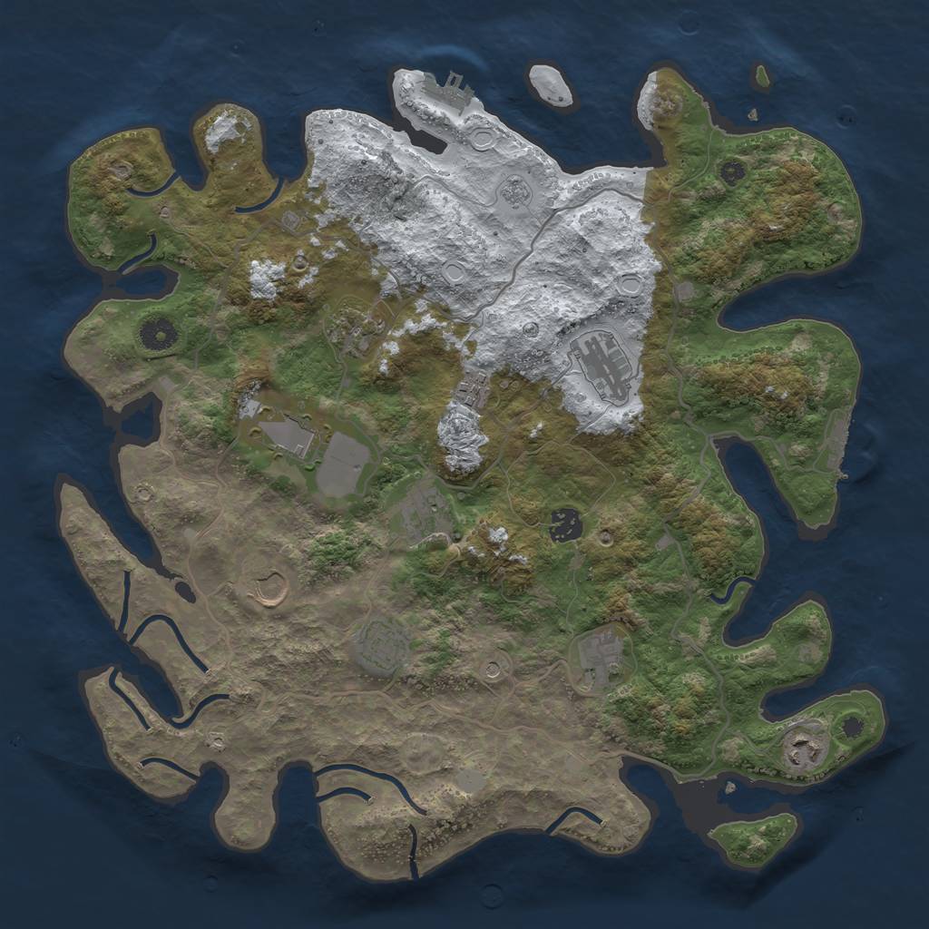 Rust Map: Procedural Map, Size: 4000, Seed: 124634, 19 Monuments