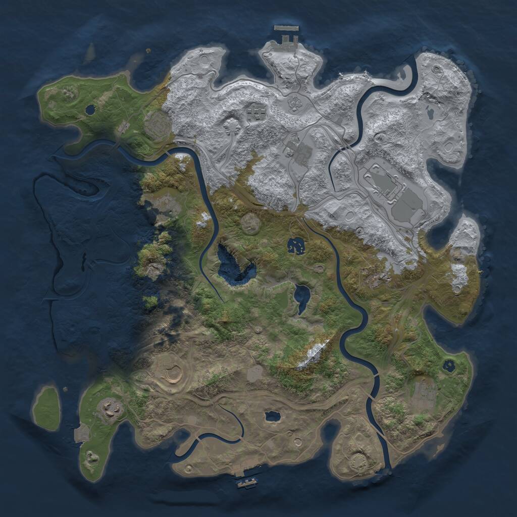 Rust Map: Procedural Map, Size: 4250, Seed: 99074088, 16 Monuments