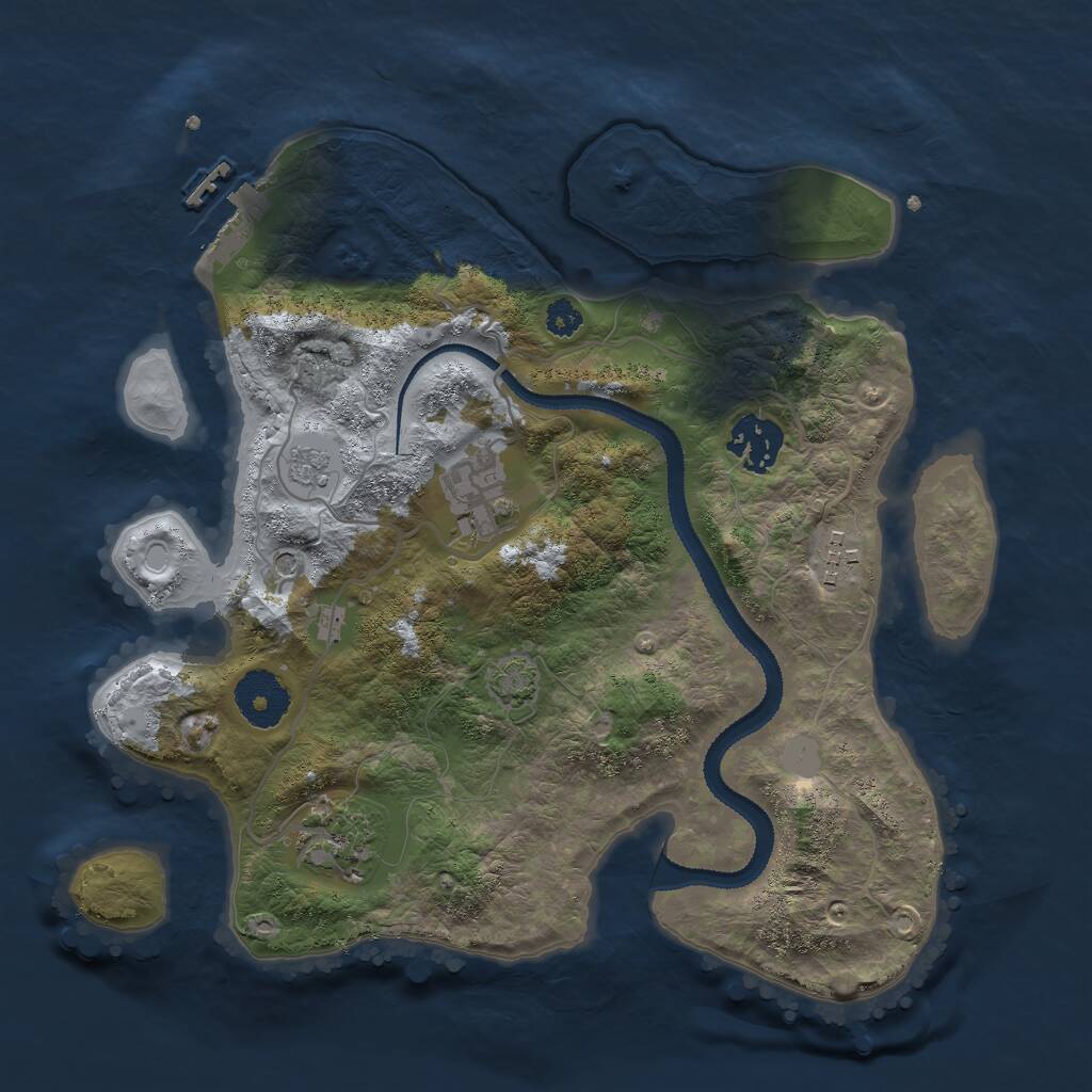 Rust Map: Procedural Map, Size: 3000, Seed: 2029841092, 9 Monuments