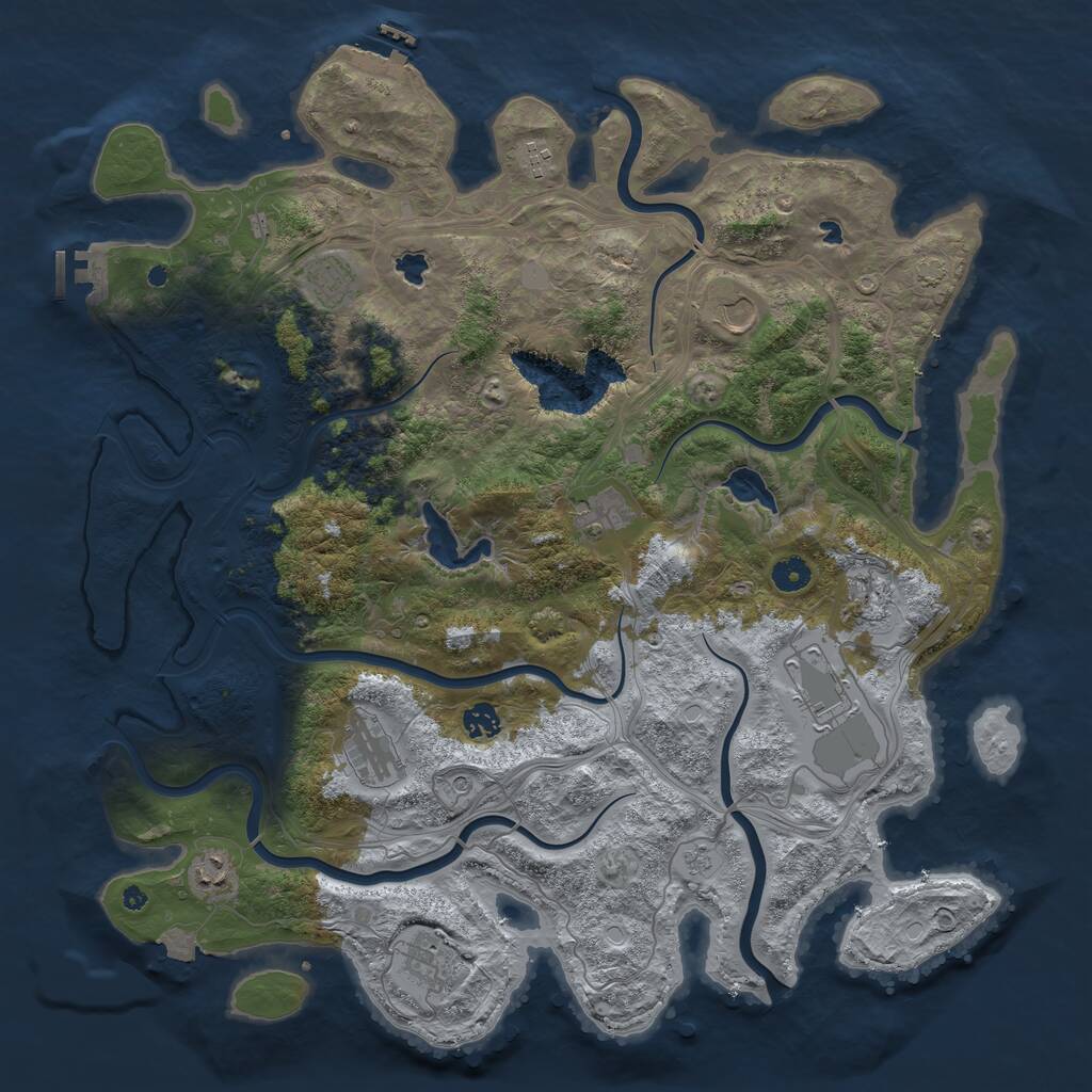Rust Map: Procedural Map, Size: 4500, Seed: 41166110, 16 Monuments
