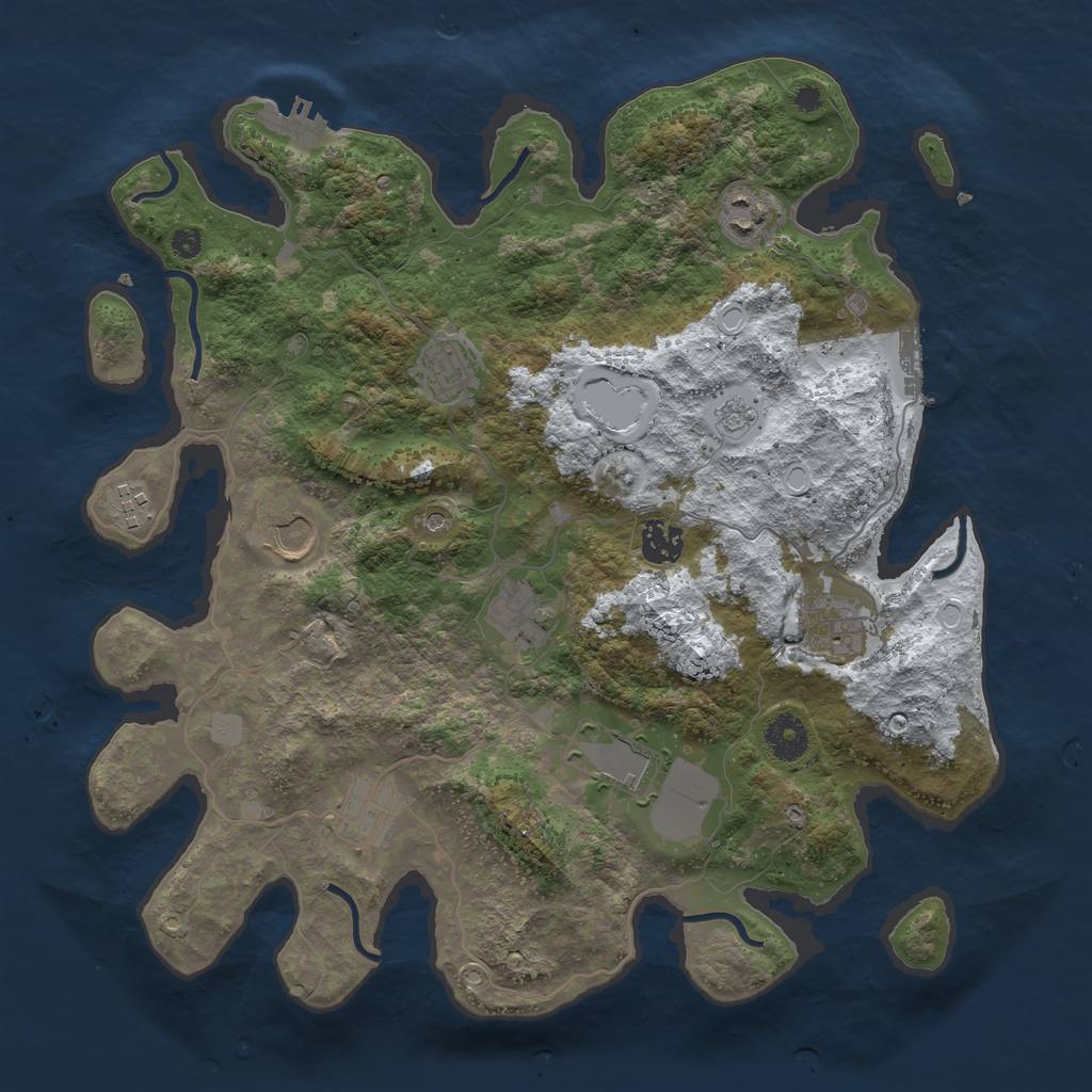 Rust Map: Procedural Map, Size: 3700, Seed: 61510, 18 Monuments