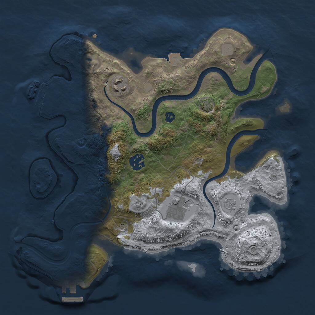 Rust Map: Procedural Map, Size: 3000, Seed: 1460226998, 9 Monuments