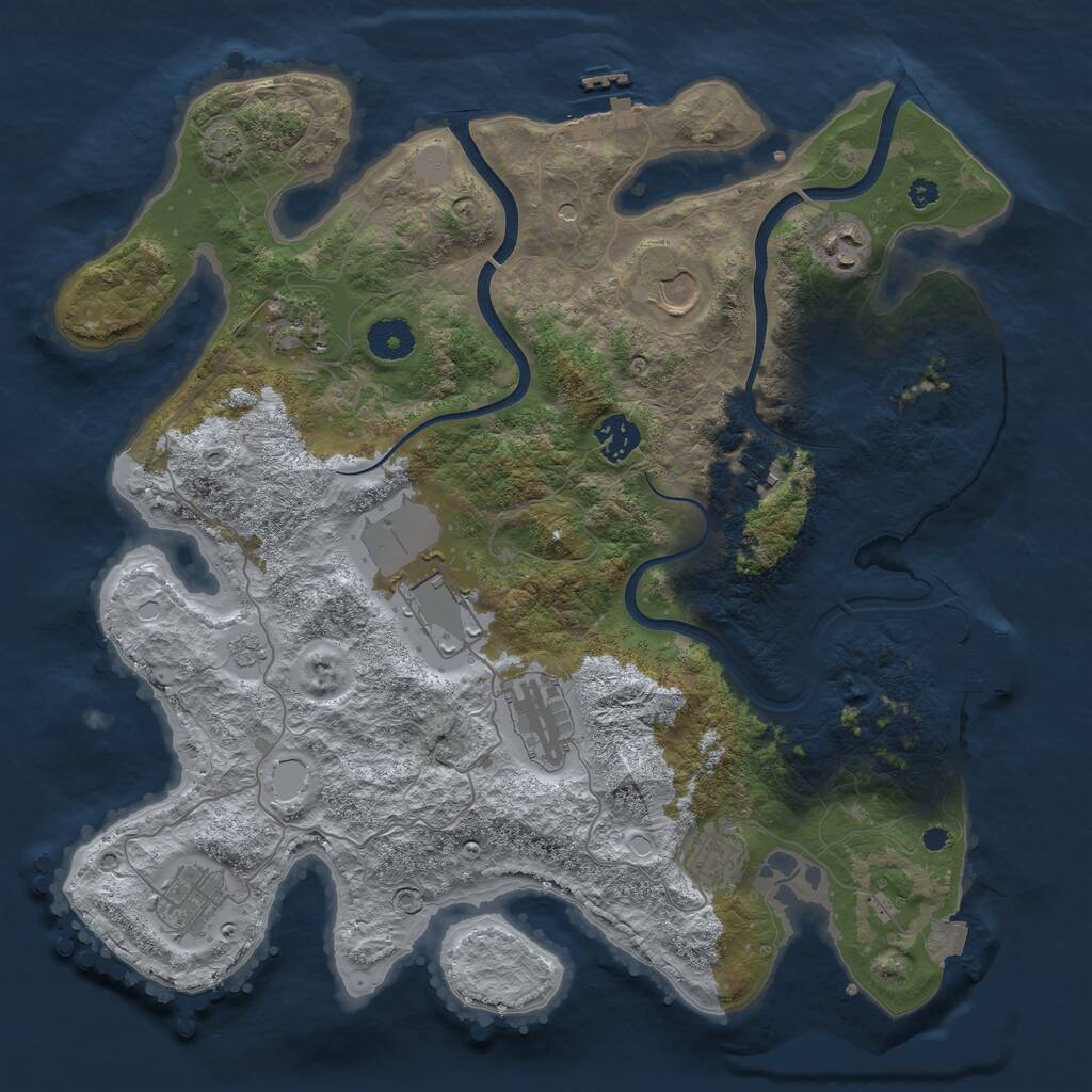 Rust Map: Procedural Map, Size: 3700, Seed: 435536555, 15 Monuments