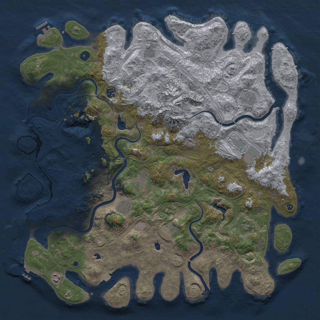 Rust Map: Procedural Map, Size: 5000, Seed: 9078, 16 Monuments