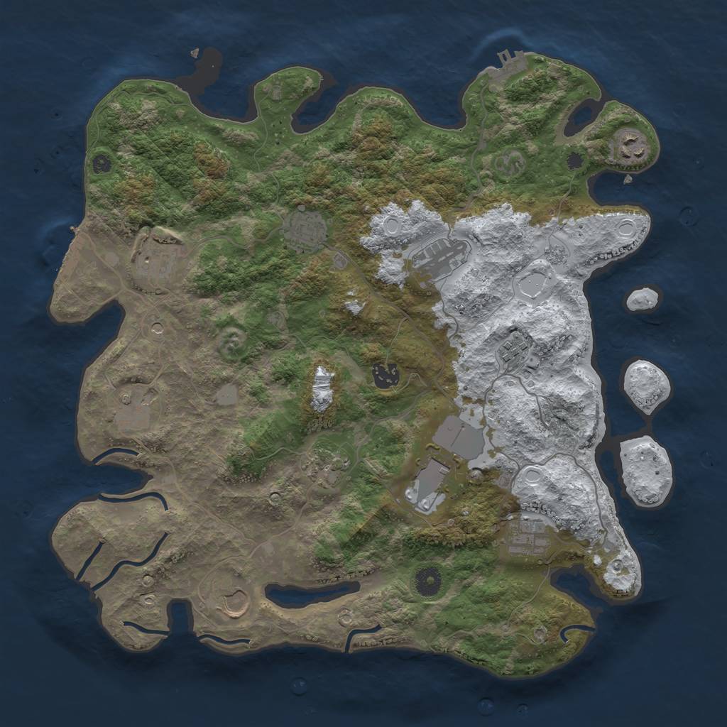 Rust Map: Procedural Map, Size: 3900, Seed: 810099837, 20 Monuments