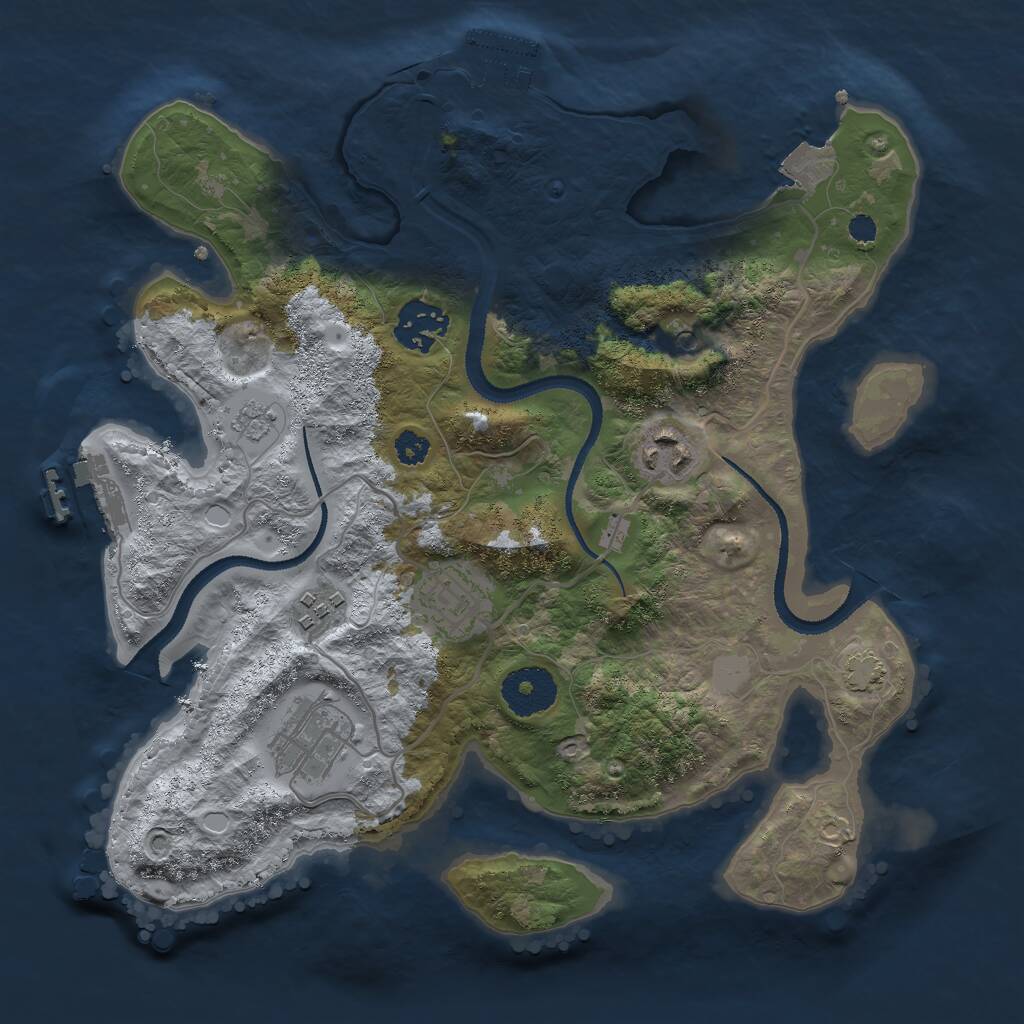 Rust Map: Procedural Map, Size: 3000, Seed: 2604, 11 Monuments